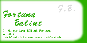 fortuna balint business card